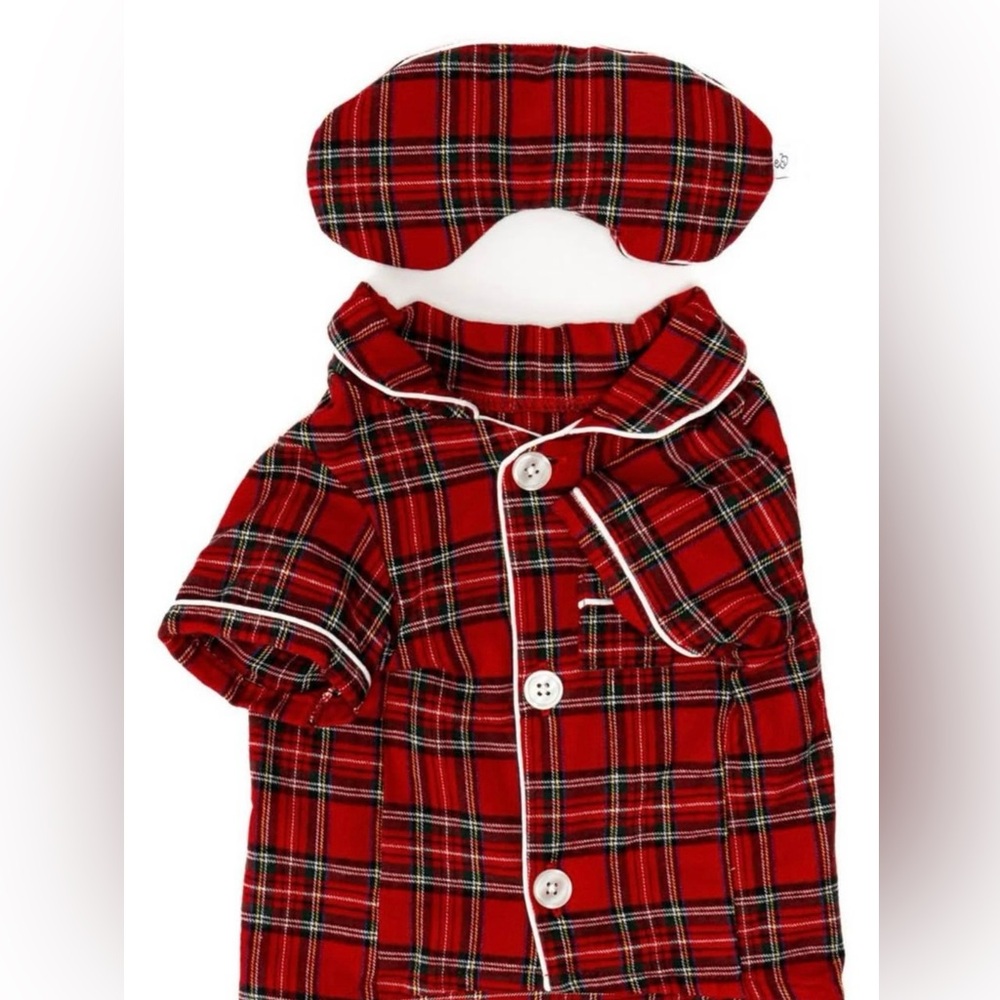 Lucy & Co. The Holiday Plaid Dog Pajamas +
Human Eye Pillow, XX-Large